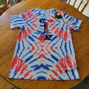 NWT, Nike Dri-Fit Cotton Tee, Mens Nike tee shirt, blue and red Nike shirt